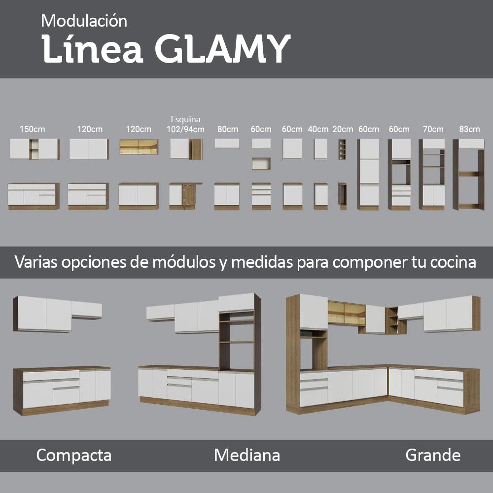 ALACENA DE COCINA MADESA GLAMY 1 PUERTA ABATIBLE 70 CM MARRÓN/BLANCO - 9