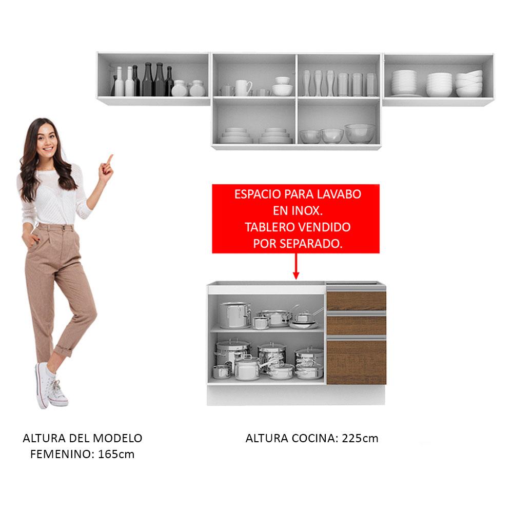 MUEBLE DE COCINA INTEGRAL MARINA 280 CM - BLANCO/MARRÓN - 8