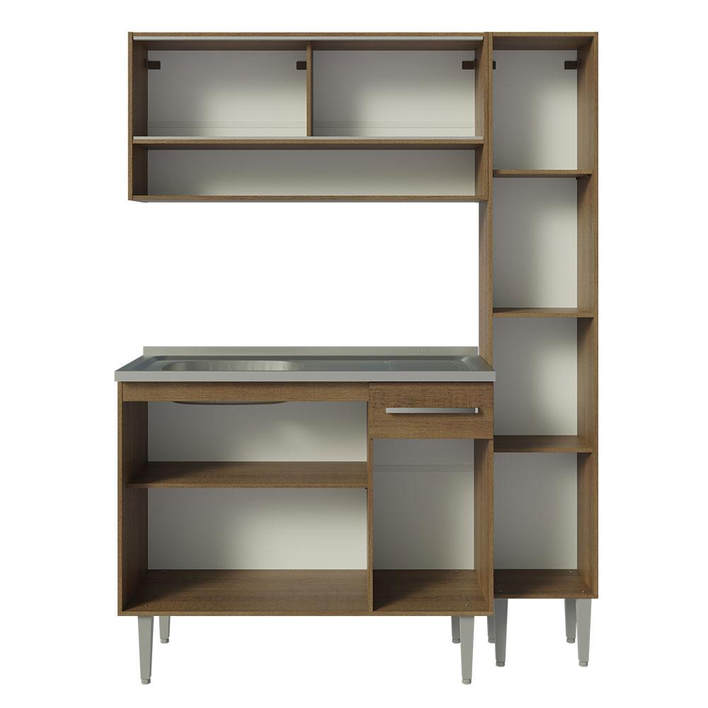 MUEBLE DE COCINA INTEGRAL EMILLY 137 CM CON LAVADERO - MARRÓN - 7