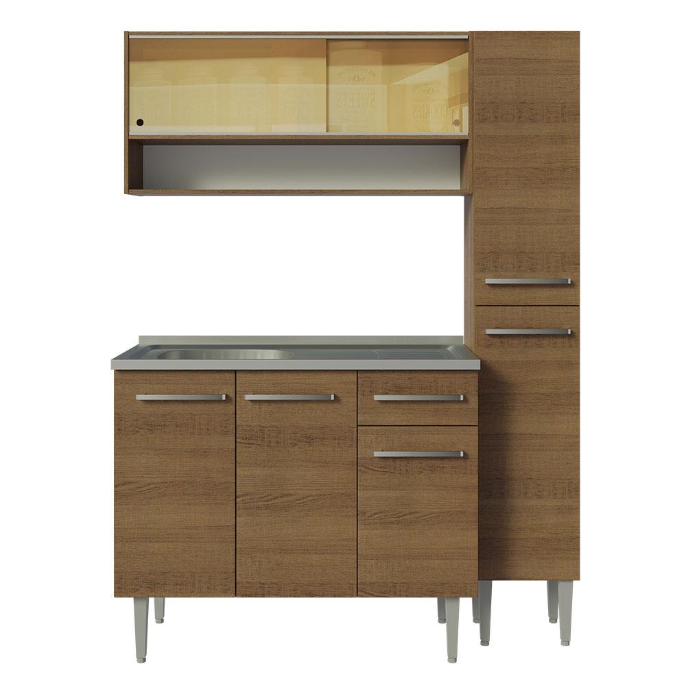 MUEBLE DE COCINA INTEGRAL EMILLY 137 CM CON LAVADERO - MARRÓN - 8