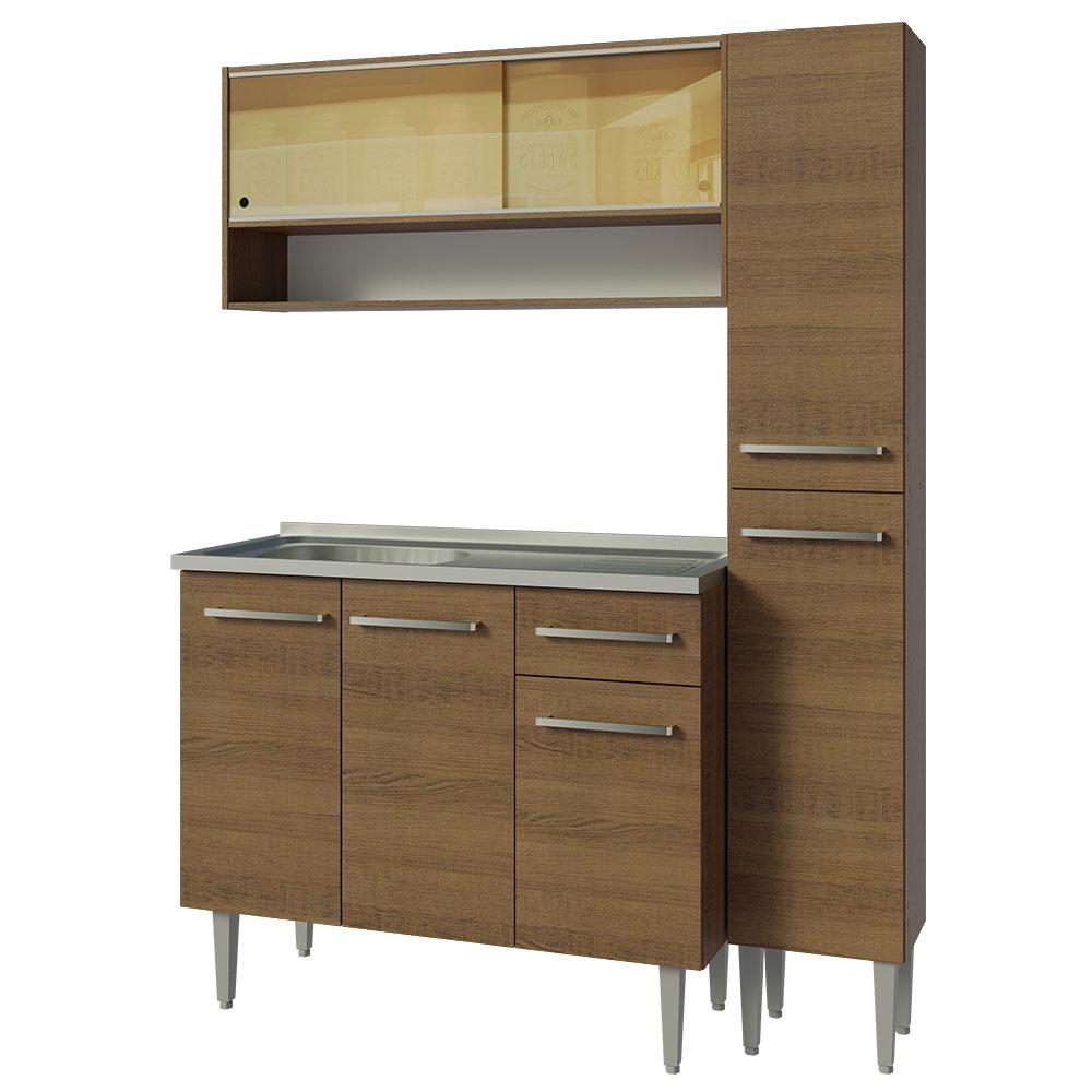 MUEBLE DE COCINA INTEGRAL EMILLY 137 CM CON LAVADERO - MARRÓN - 9