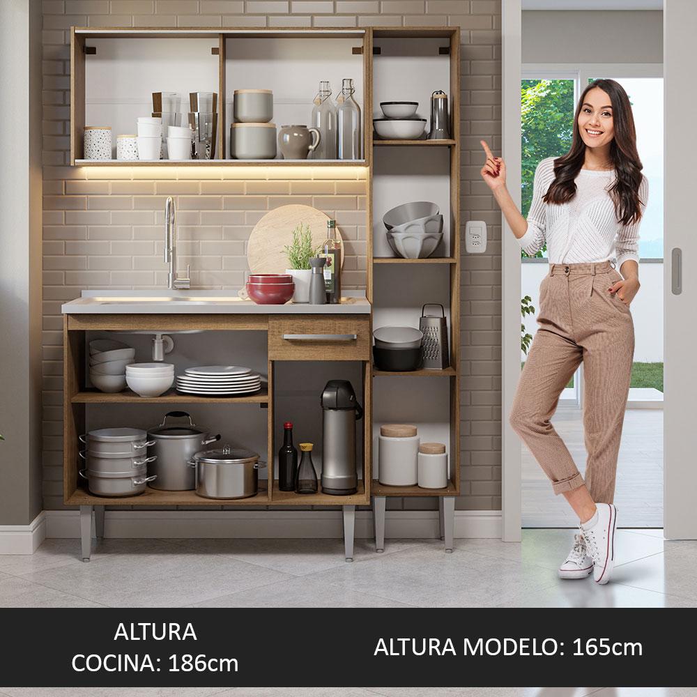 MUEBLE DE COCINA INTEGRAL EMILLY 137 CM CON LAVADERO - MARRÓN - 7