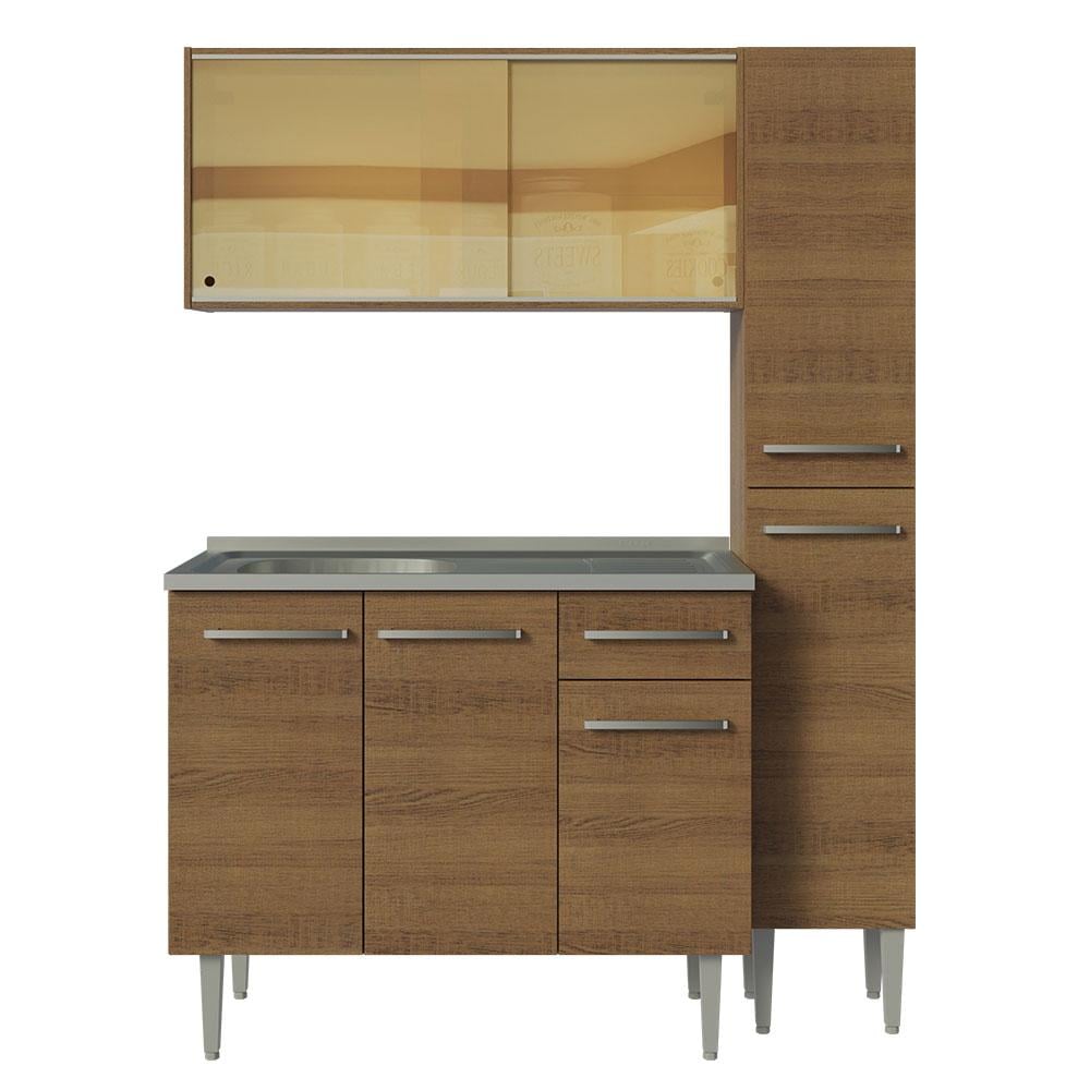 MUEBLE DE COCINA INTEGRAL EMILLY 137 CM CON LAVADERO - MARRÓN - 8