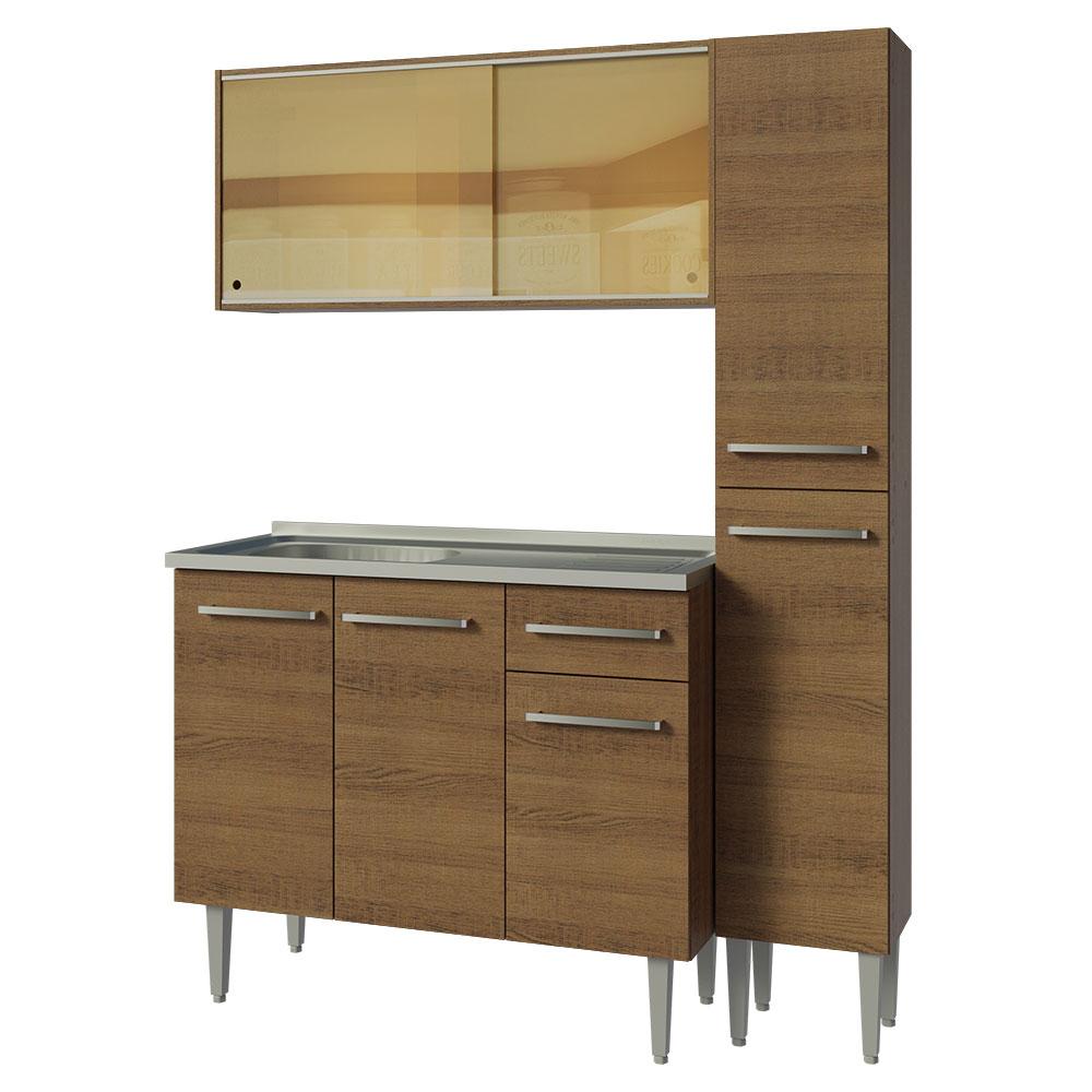 MUEBLE DE COCINA INTEGRAL EMILLY 137 CM CON LAVADERO - MARRÓN - 9