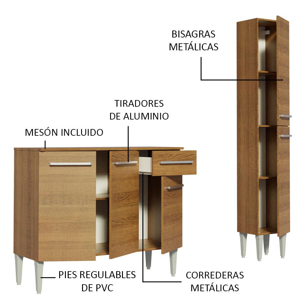 MUEBLE DE COCINA INTEGRAL EMILLY SILVER 137 CM - MARRÓN - 7
