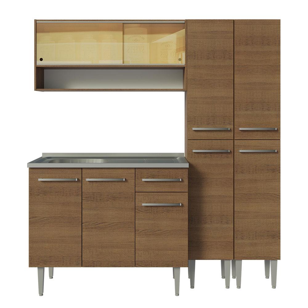 MUEBLE DE COCINA INTEGRAL EMILLY 169 CM CON LAVADERO - MARRÓN - 7
