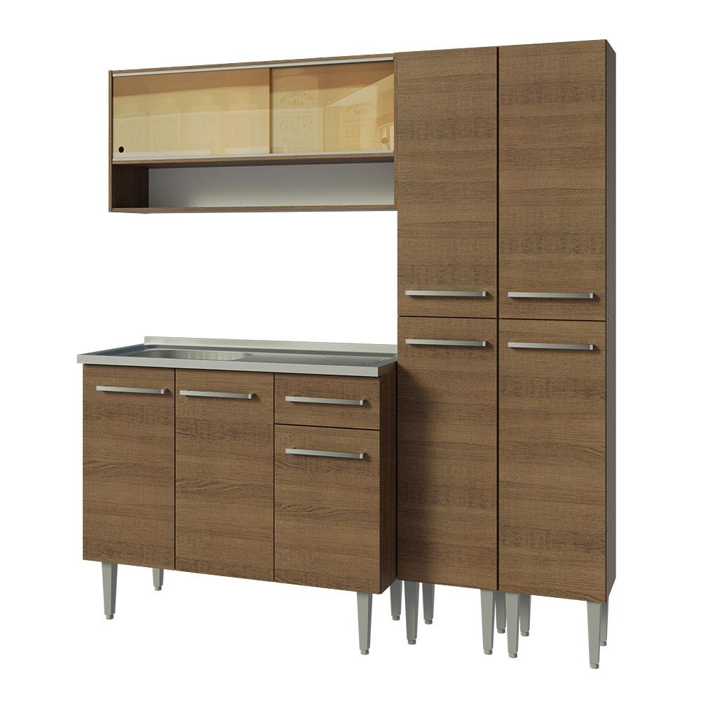 MUEBLE DE COCINA INTEGRAL EMILLY 169 CM CON LAVADERO - MARRÓN - 8