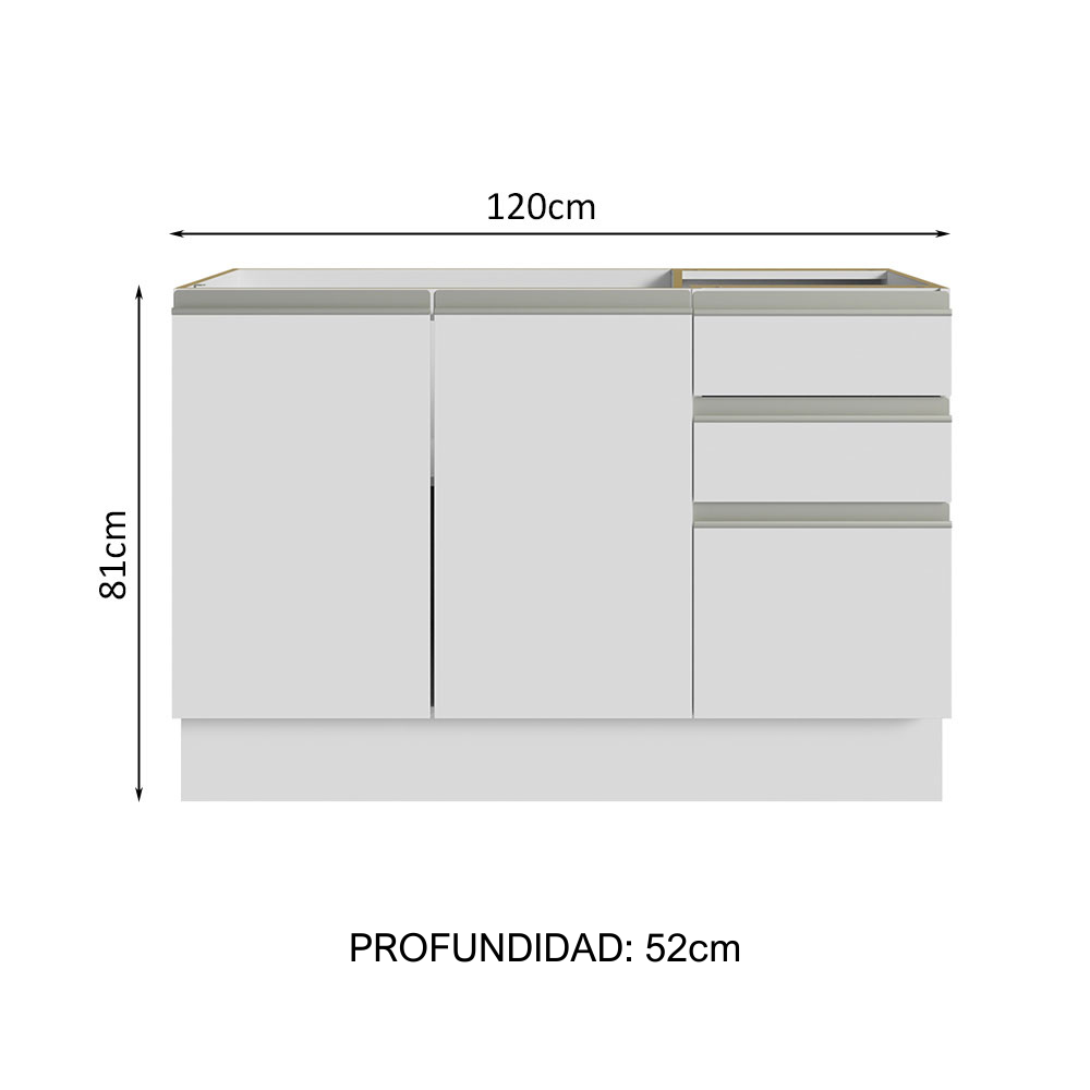 GABINETE MADESA BLANCO BAÑO 2 PUERTAS 3 CAJONES 120 CM - 2