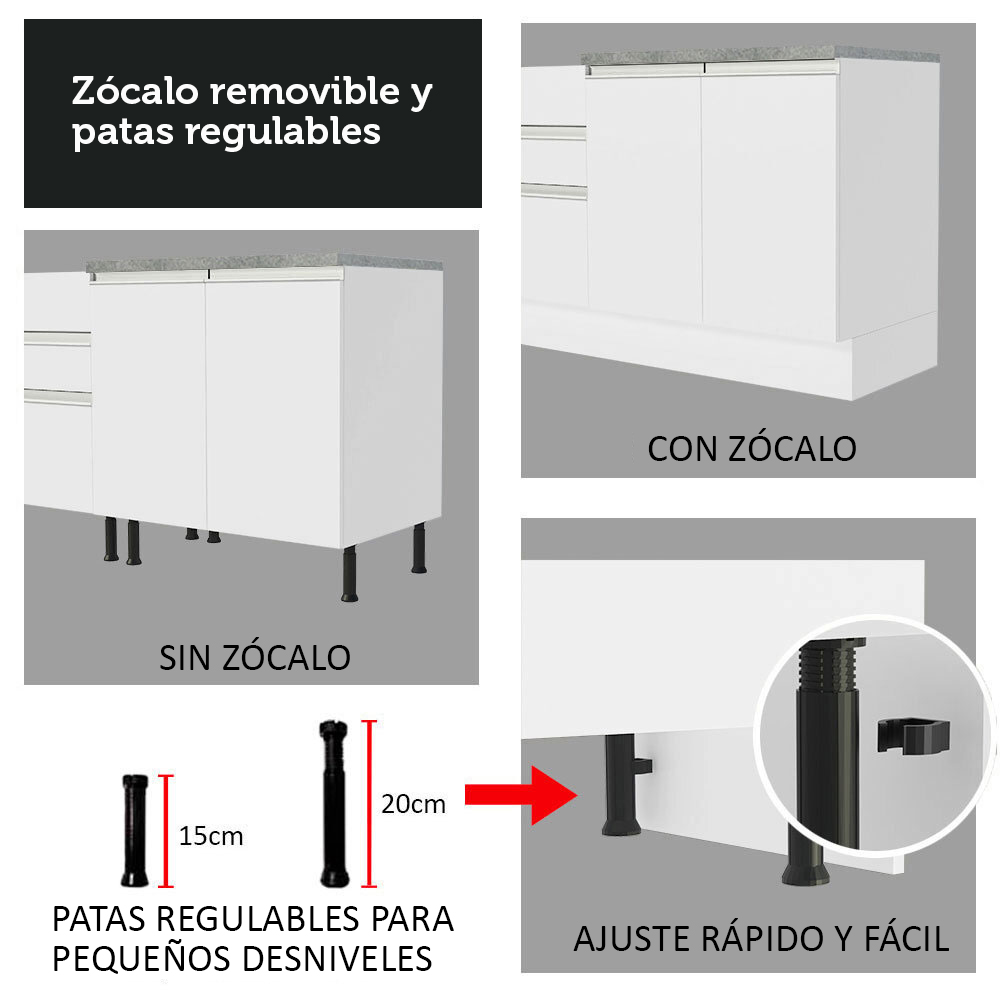 GABINETE MADESA BLANCO BAÑO 2 PUERTAS 3 CAJONES 120 CM - 8