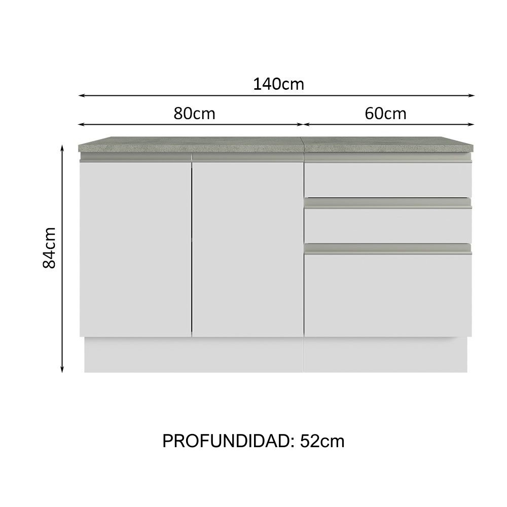 GABINETE MADESA BLANCO BAÑO 2 PUERTAS 3 CAJONES 140 CM - 2