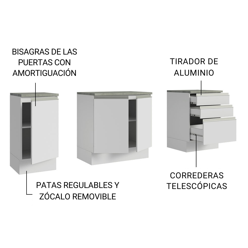 GABINETE MADESA BLANCO BAÑO 3 PUERTAS 3 CAJONES 180 CM - 3