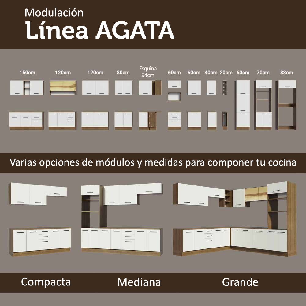 ALACENA DE COCINA AGATA 70 CM 1 PUERTA ABATIBLE - MARRÓN/BLANCO - 7