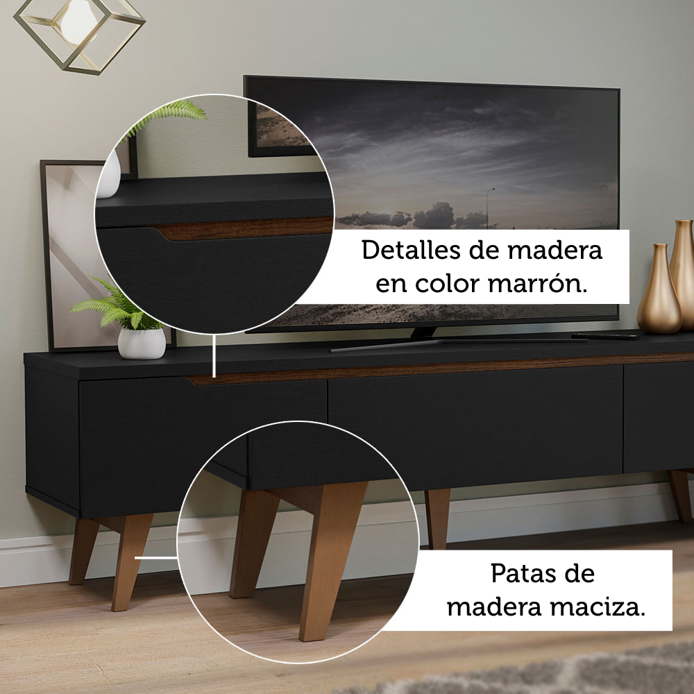 CENTRO DE ENTRETENIMIENTO MESA PARA TV REIMS HASTA 75 PULGADAS - NEGRO - 7
