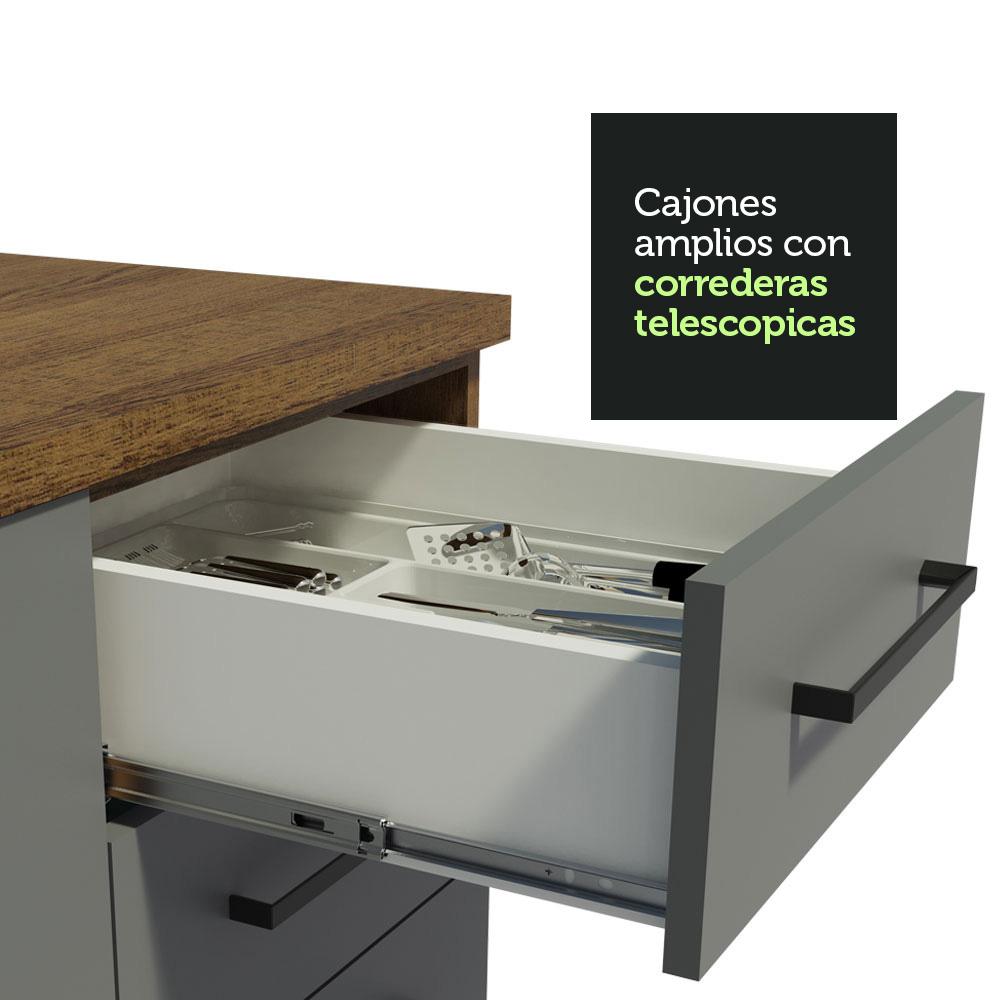KIT CON 2 MUEBLES DE COCINA AGATA 200 CM - MARRÓN/GRIS - 7