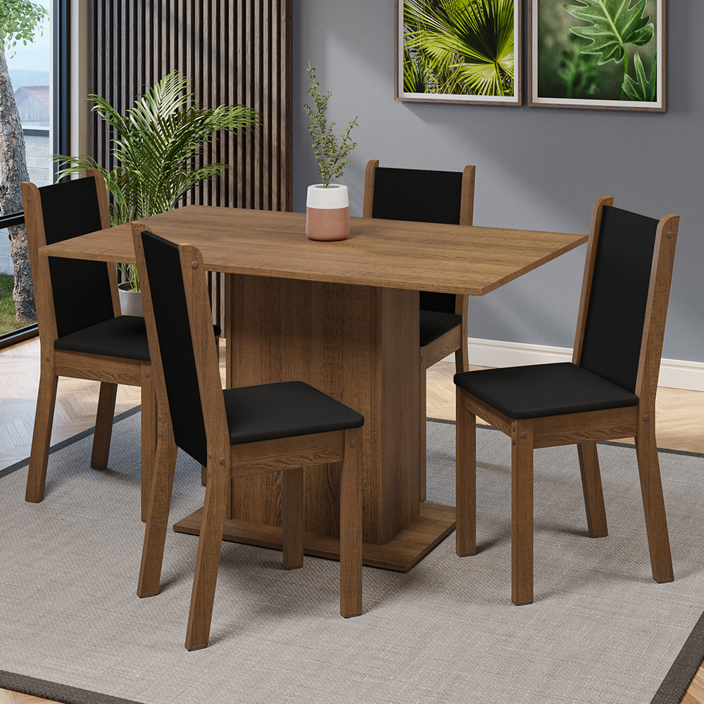 JUEGO DE COMEDOR TINA CON 4 SILLAS MARRÓN/NEGRO - 1