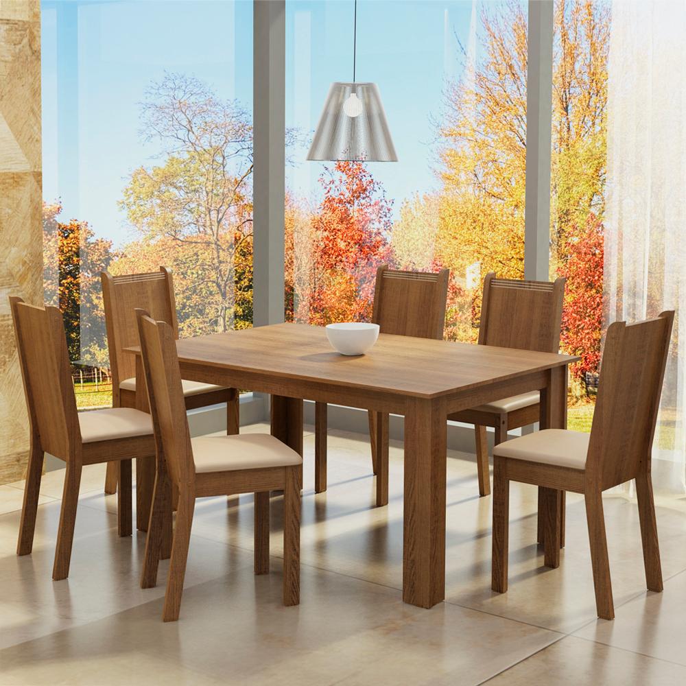 JUEGO DE COMEDOR ANALU CON 6 SILLAS - MARRÓN/BEIGE - 2