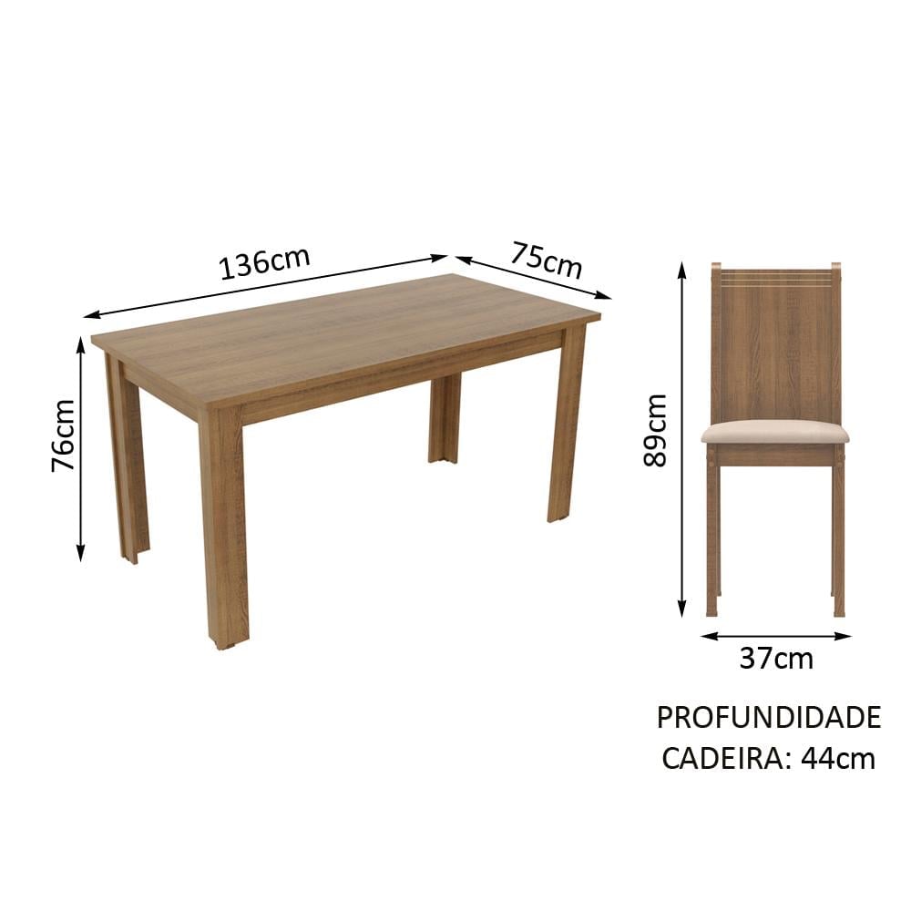 JUEGO DE COMEDOR ANALU CON 6 SILLAS - MARRÓN/BEIGE - 3