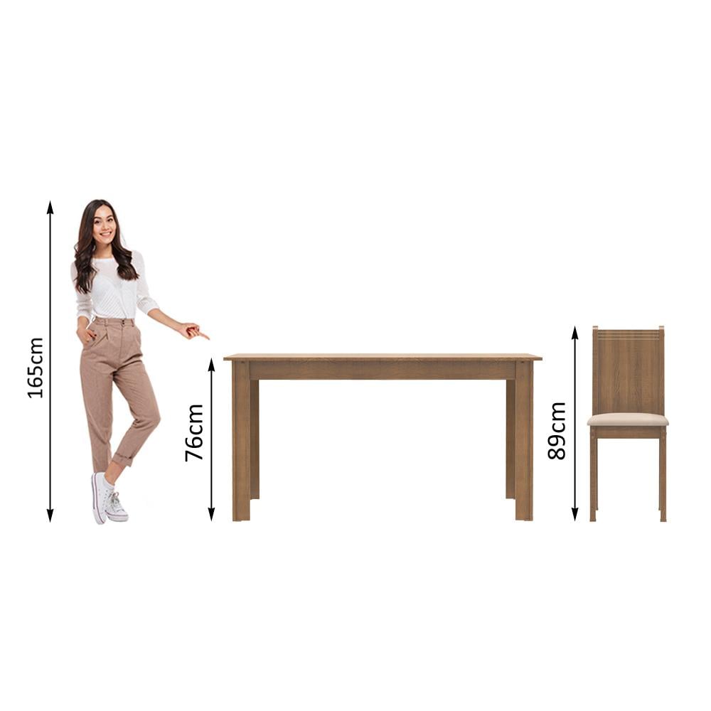 JUEGO DE COMEDOR ANALU CON 6 SILLAS - MARRÓN/BEIGE - 4