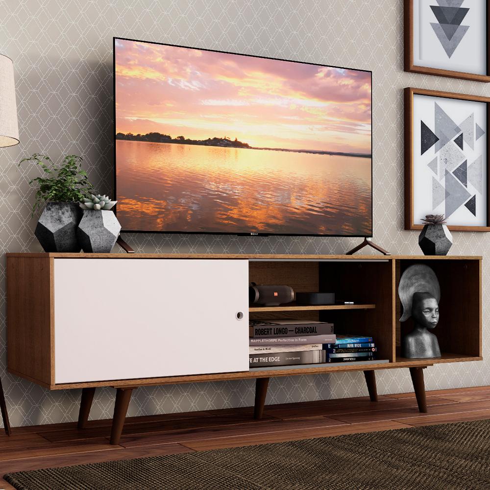 MESA DE TV MADESA 60246E5ZPP DUBAI HASTA 65 PULGADAS MARRÓN BLANCO - 2
