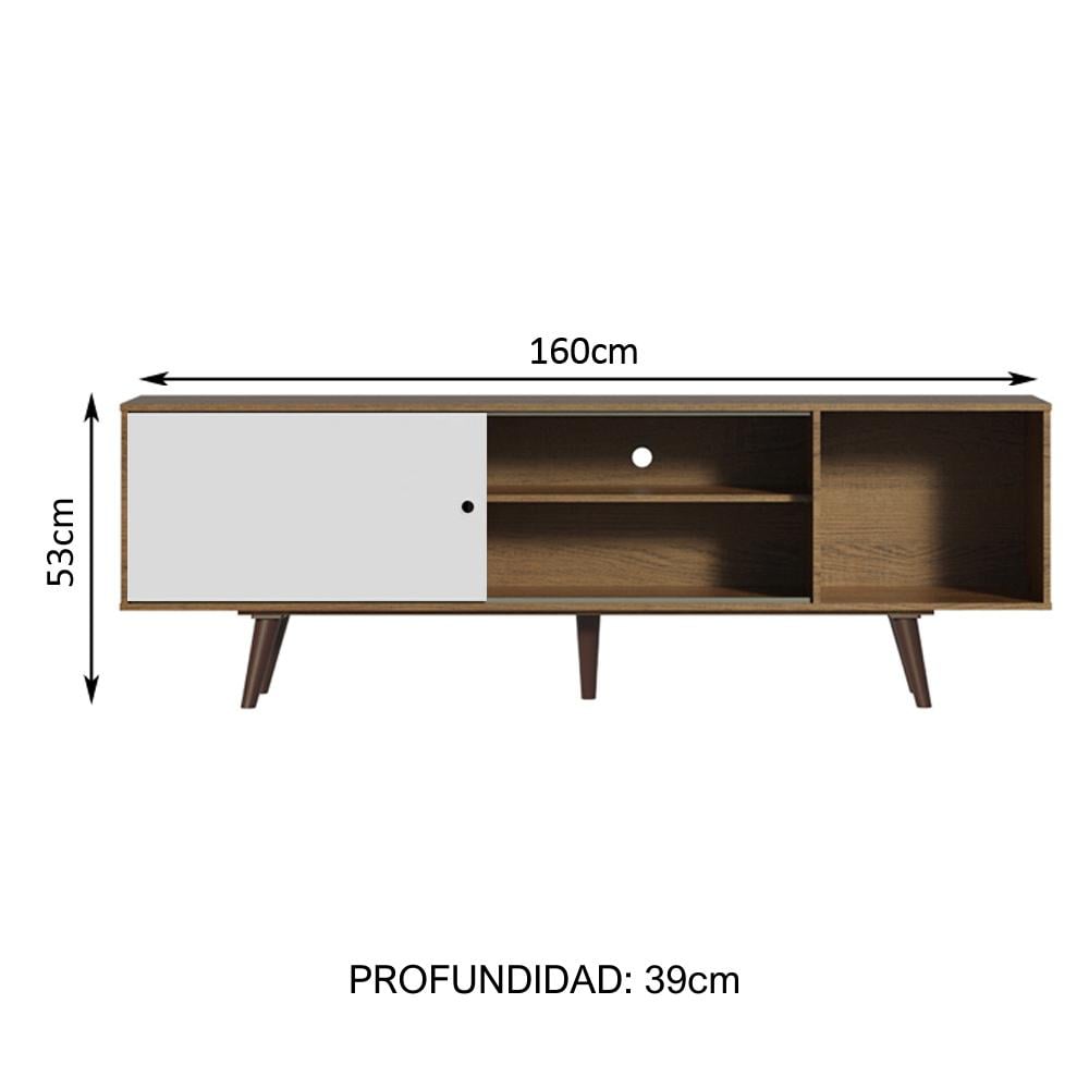 MESA DE TV MADESA 60246E5ZPP DUBAI HASTA 65 PULGADAS MARRÓN BLANCO - 3