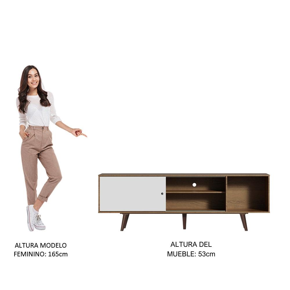 MESA DE TV MADESA 60246E5ZPP DUBAI HASTA 65 PULGADAS MARRÓN BLANCO - 4