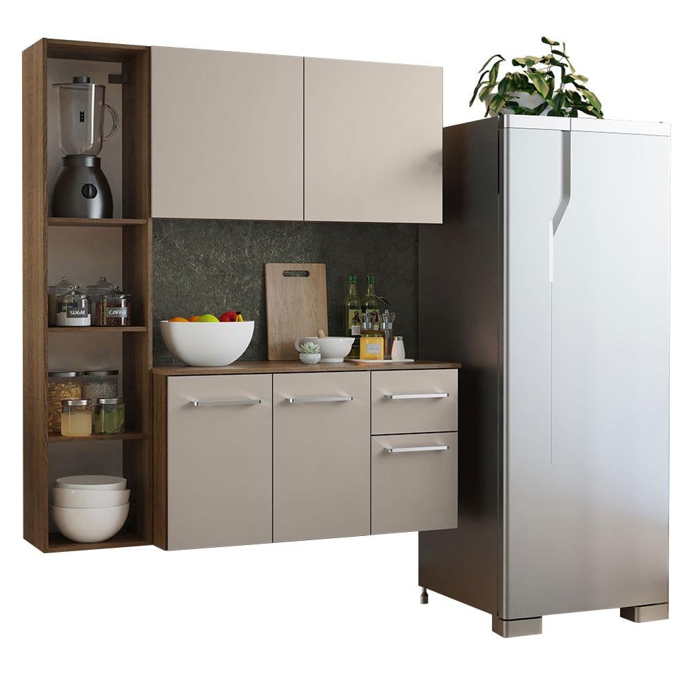 MUEBLE DE COCINA COMPACTA ELEVADA EASY 120 CM - MARRÓN/CREMA - 1