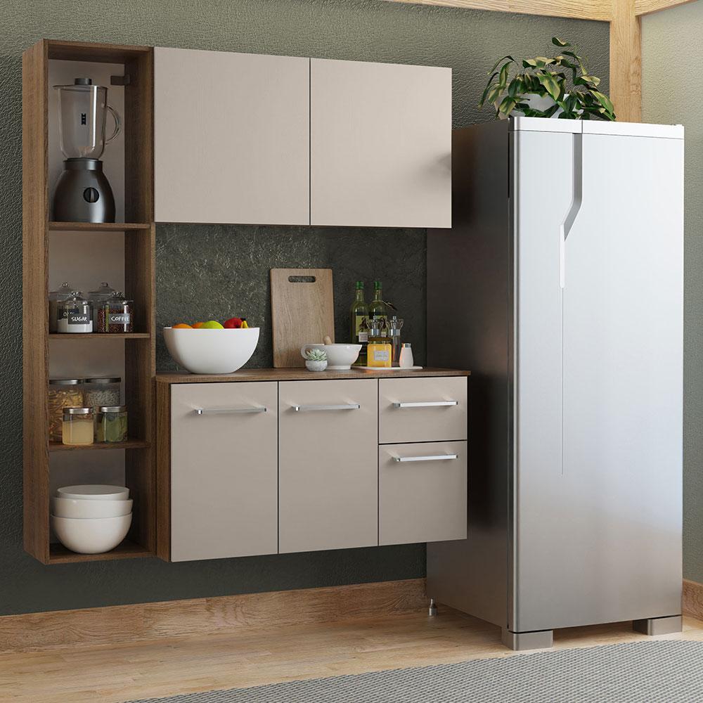 MUEBLE DE COCINA COMPACTA ELEVADA EASY 120 CM - MARRÓN/CREMA - 2