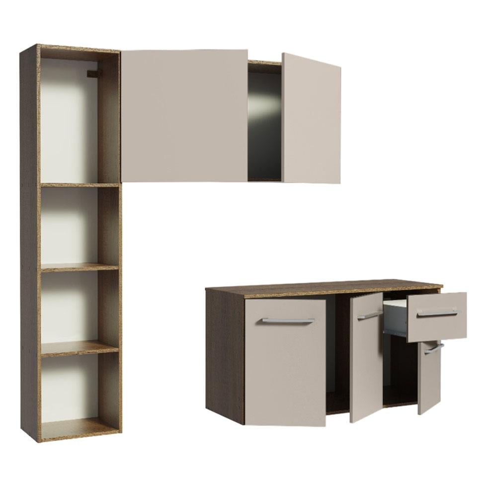 MUEBLE DE COCINA COMPACTA ELEVADA EASY 120 CM - MARRÓN/CREMA - 4