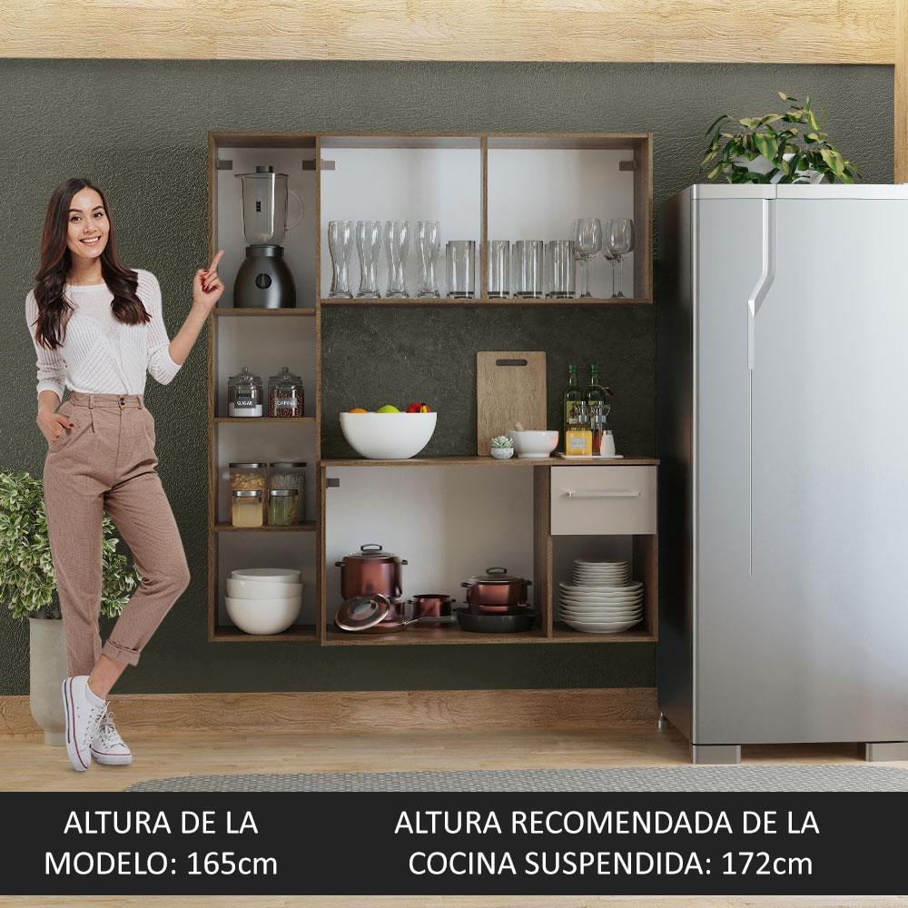 MUEBLE DE COCINA COMPACTA ELEVADA EASY 120 CM - MARRÓN/CREMA - 5