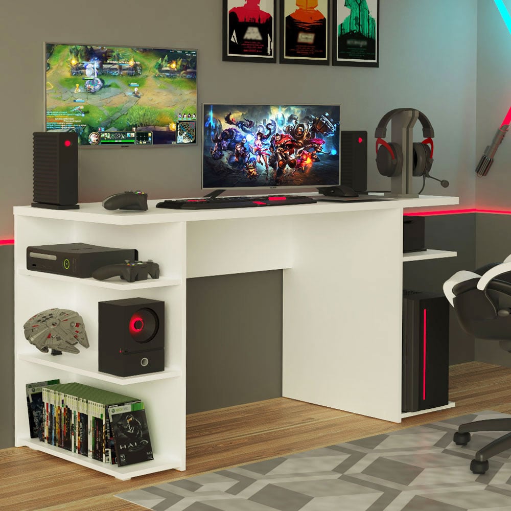 ESCRITORIO GAMER MODERNO PARA PC Y CONSOLA - NEGRO - 1