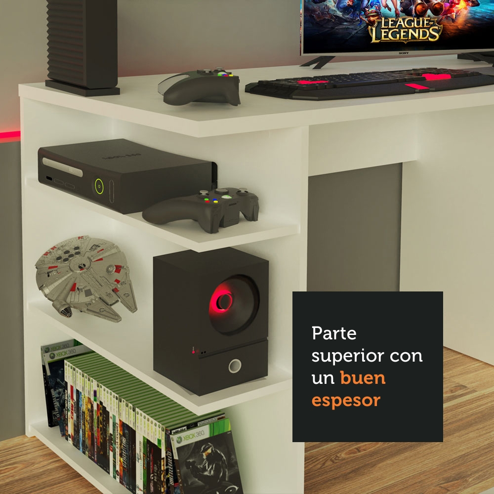 ESCRITORIO GAMER MODERNO PARA PC Y CONSOLA - NEGRO - 5