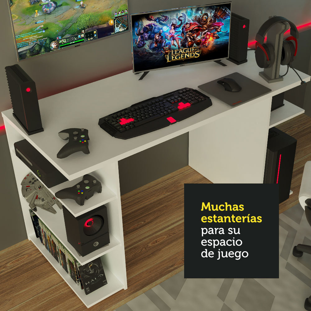 ESCRITORIO GAMER MODERNO PARA PC Y CONSOLA - NEGRO - 6