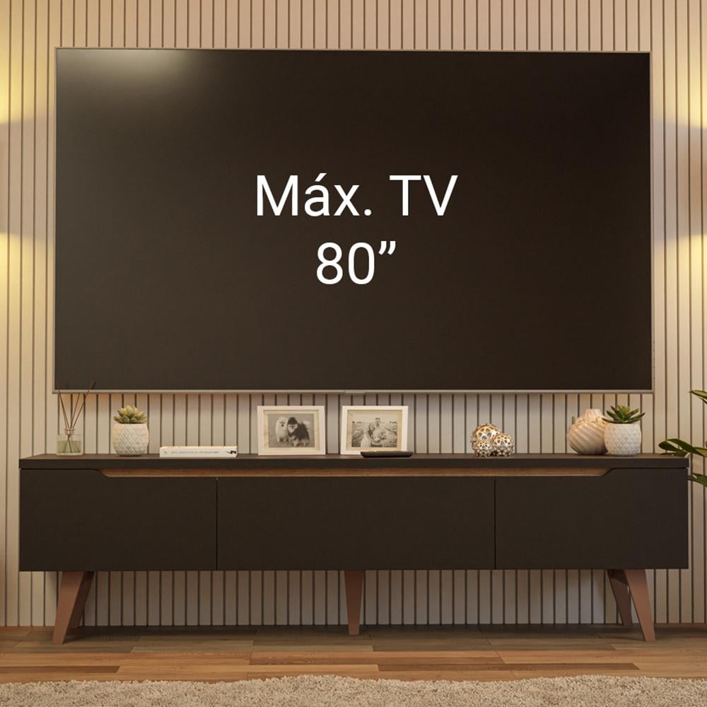 CENTRO DE ENTRETENIMIENTO MESA PARA TV DOHA HASTA 80 PULGADAS - NEGRO - 4