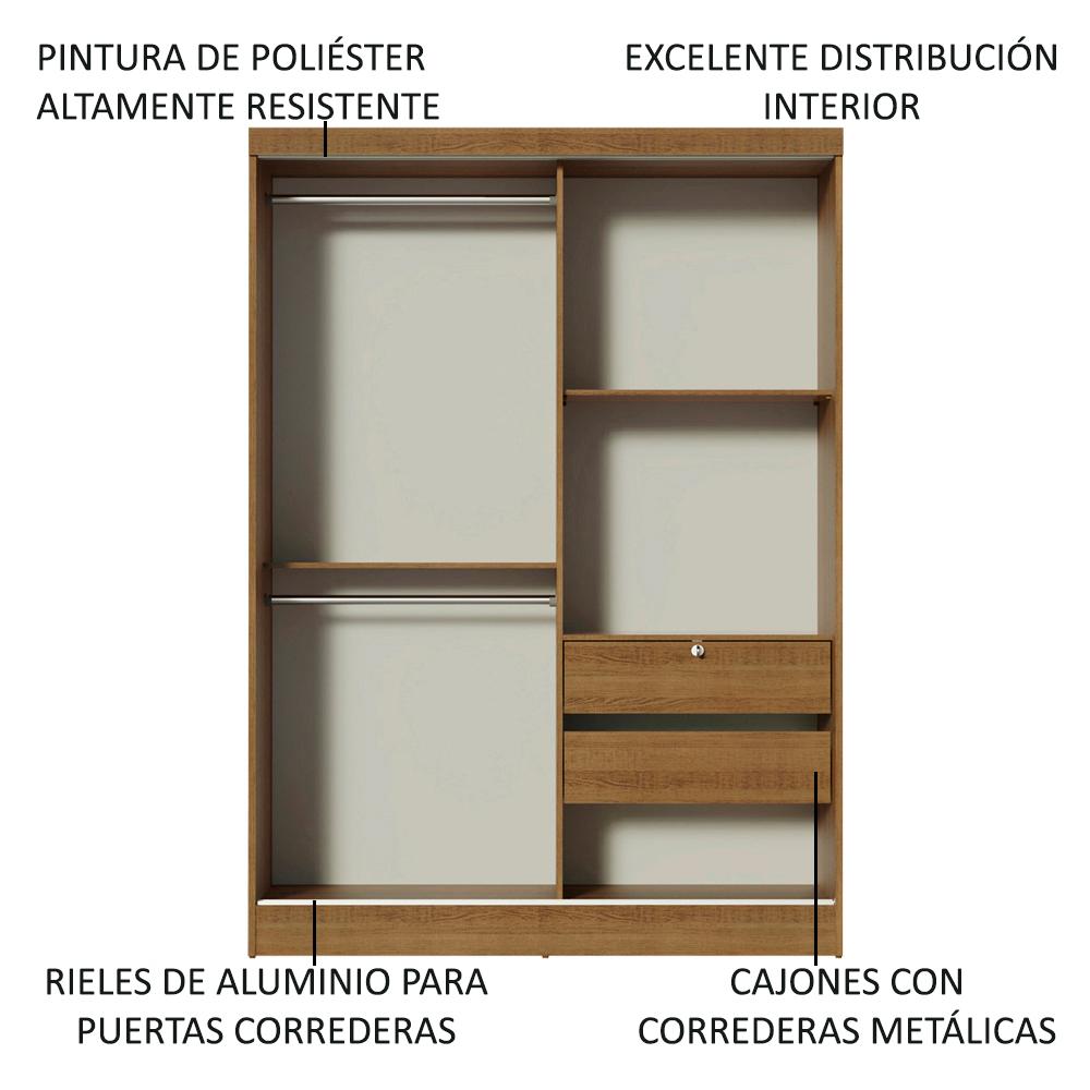 ROPERO LUKE MADESA 2 PUERTAS CORREDIZAS 1 ESPEJO - MARRÓN - 6