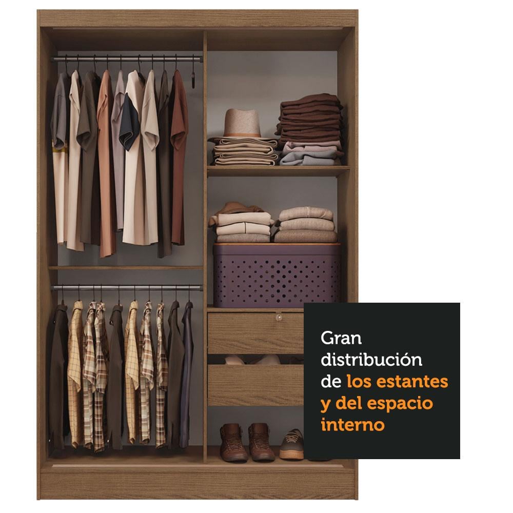 ROPERO LUKE MADESA 2 PUERTAS CORREDIZAS 1 ESPEJO - MARRÓN - 7