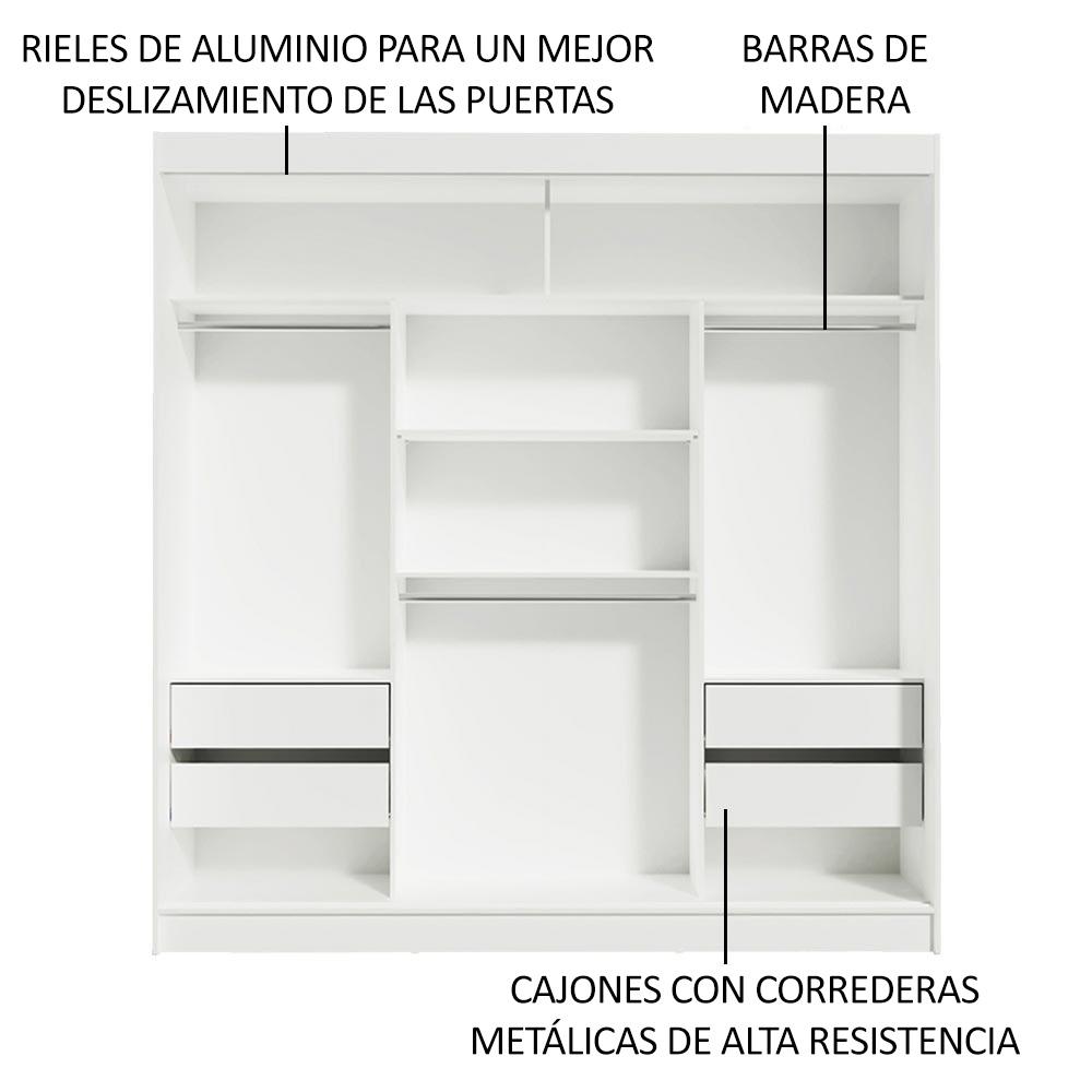 ROPERO RENO 3 PUERTAS CORREDIZAS CON ESPEJOS - MARRÓN/BLANCO - 5