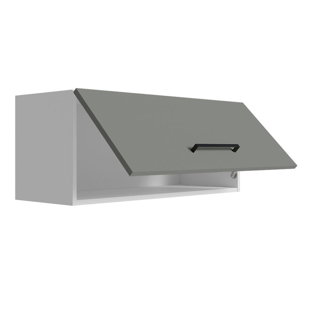MUEBLE SUPERIOR DE ALMACENAMIENTO PARA GARAJE MULTIUSO AGATA 1 PUERTA ABATIBLE 80 CM - BLANCO/GRIS - 6