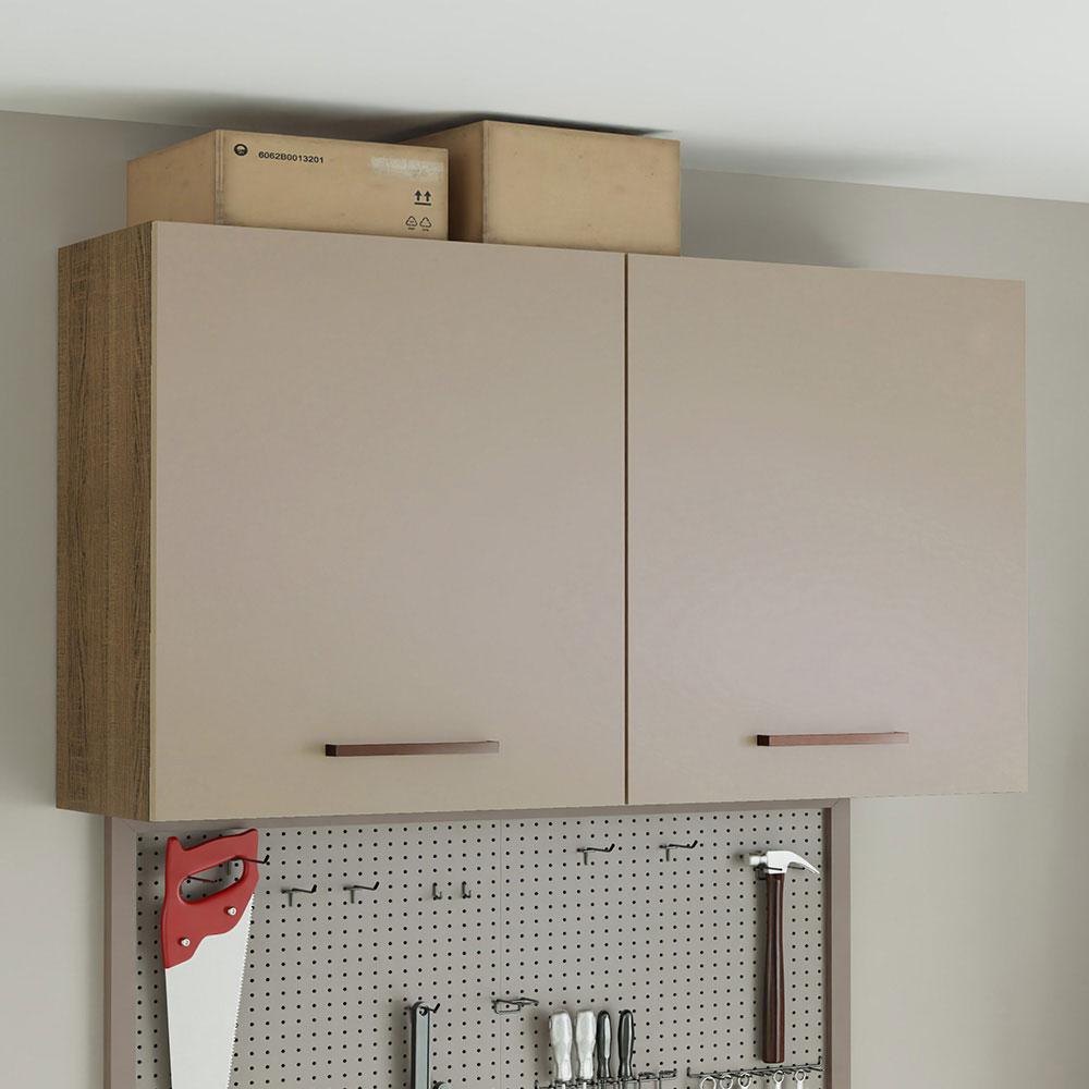 MUEBLE SUPERIOR DE ALMACENAMIENTO PARA GARAJE MULTIUSO AGATA 2 PUERTAS 120 CM - MARRÓN/CREMA - 2
