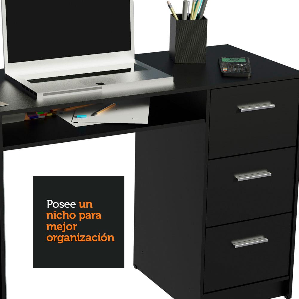 ESCRITORIO ALASKA 1 PUERTA 3 CAJONES - NEGRO - 6