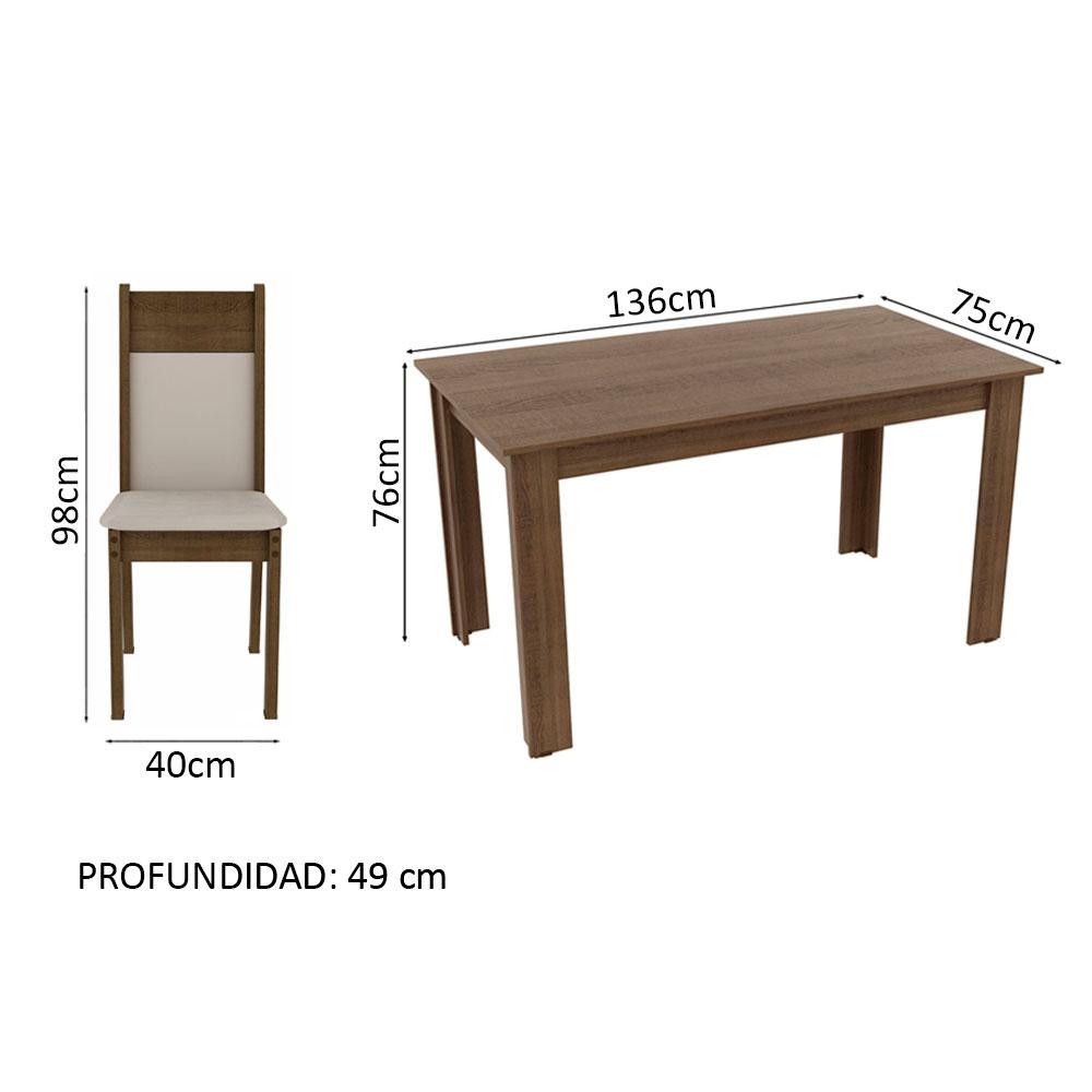 JUEGO DE COMEDOR HONDURAS MADESA CON 6 SILLAS - MARRÓN/BEIGE - 3