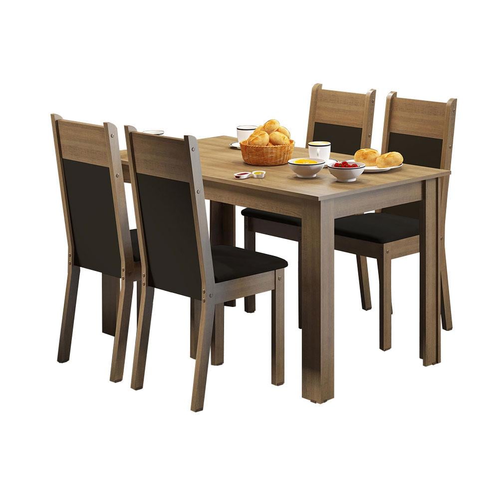 JUEGO DE COMEDOR HAVANA CON 4 SILLAS - MARRÓN/NEGRO - 1
