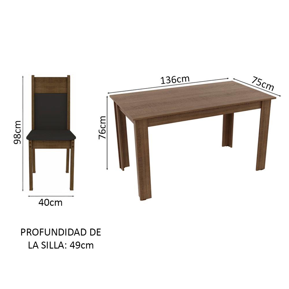 JUEGO DE COMEDOR HAVANA CON 4 SILLAS - MARRÓN/NEGRO - 5