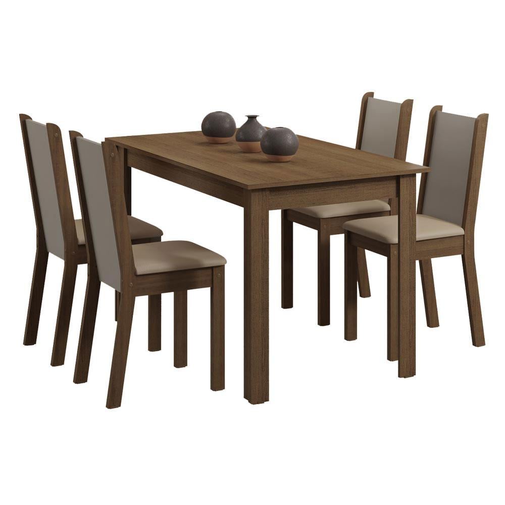 JUEGO DE COMEDOR MADESA BEA CON 4 SILLAS - MARRÓN/CREMA - 1