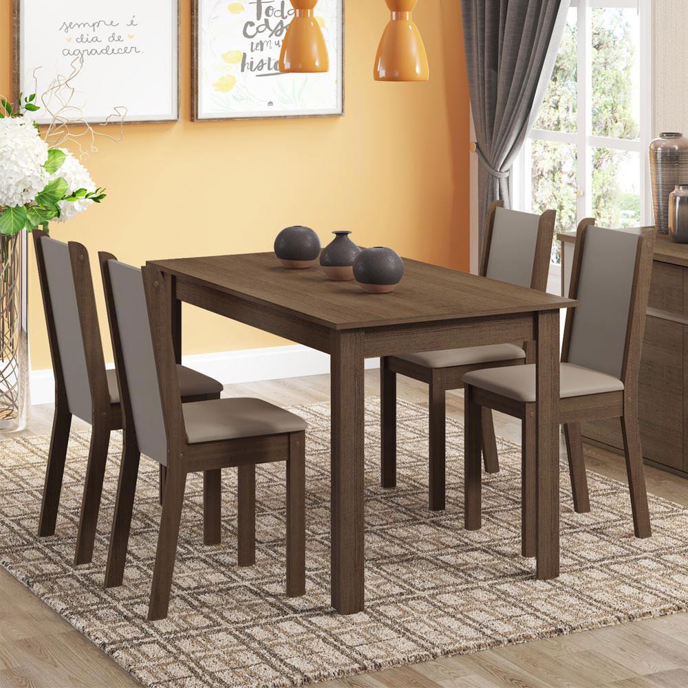 JUEGO DE COMEDOR MADESA BEA CON 4 SILLAS - MARRÓN/CREMA - 2