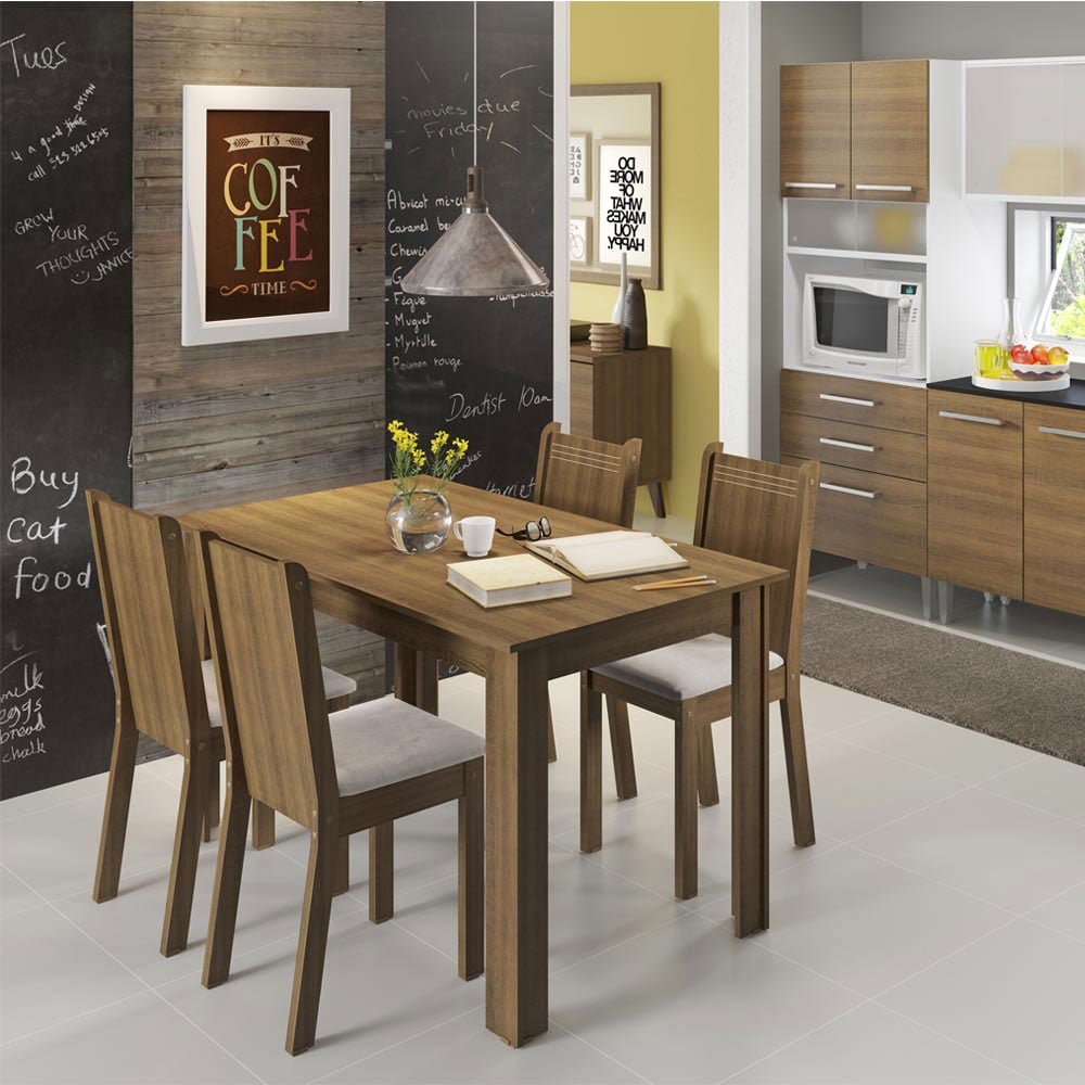 JUEGO DE COMEDOR MADESA ROSIE CON 4 SILLAS - MARRÓN/BEIGE - 1