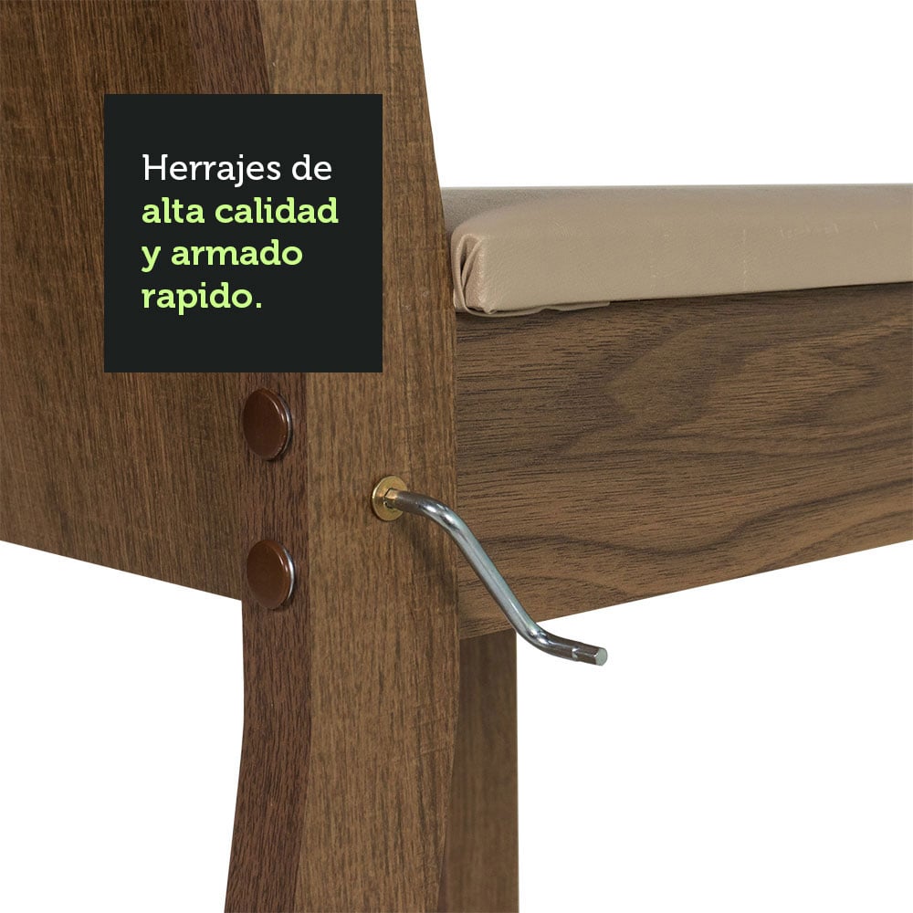 JUEGO DE COMEDOR MADESA ROSIE CON 4 SILLAS - MARRÓN/BEIGE - 5