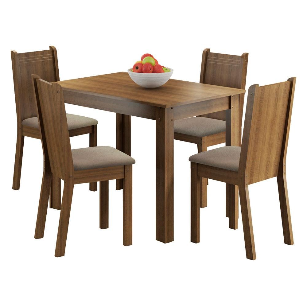 JUEGO DE COMEDOR MADESA RUTE CON 4 SILLAS - MARRÓN/BEIGE - 1