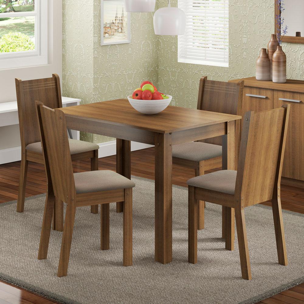 JUEGO DE COMEDOR MADESA RUTE CON 4 SILLAS - MARRÓN/BEIGE - 2