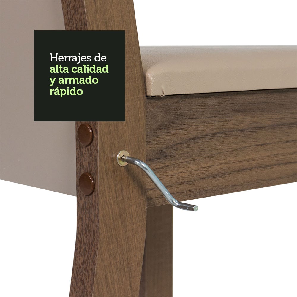 JUEGO DE COMEDOR MADESA JAÍNE CON 6 SILLAS - MARRÓN/BEIGE - 4