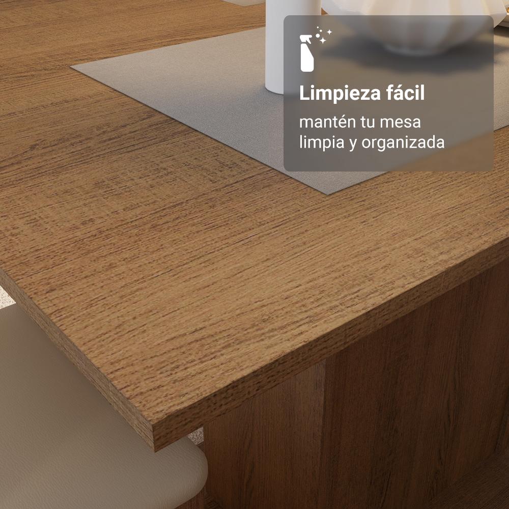 JUEGO DE COMEDOR MADESA JAÍNE CON 6 SILLAS - MARRÓN/BEIGE - 9